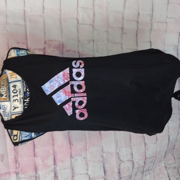 ADIDAS - lot of 2 racer back tank top snowcone black and white size large - Picture 5 of 7